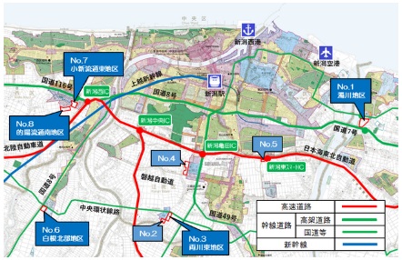 新規８地区の市内位置図