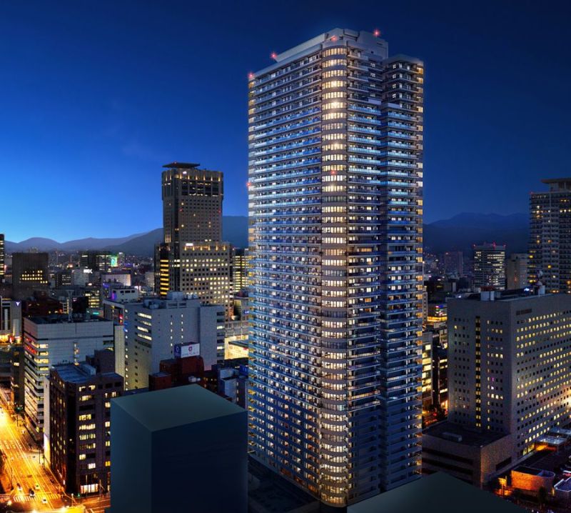 札幌市中心部にそびえる同マンションの夜景イメージンの夜景イメージ